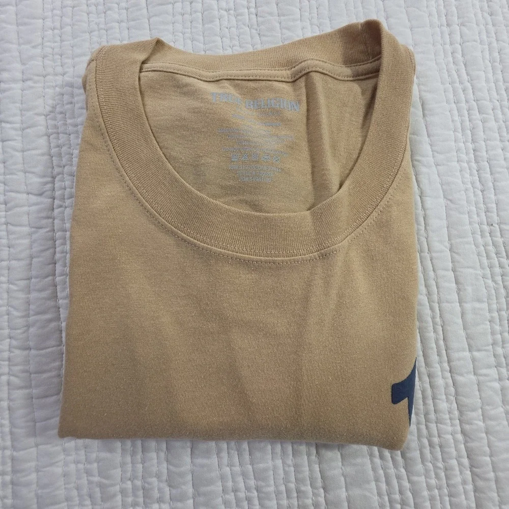 True Religion Men XL Horseshoe Logo T-Shirt Travertine Brown Graphic Tee NWT